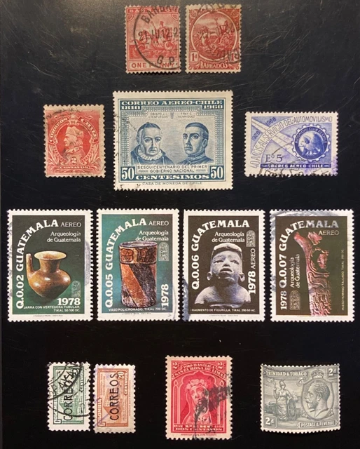 Amerika 1901-79: 13 Briefmarken gestempelt, verschieden – 6 Länder