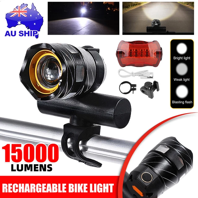 15000LM BIKE LIGHT Front Back Headlight Bicycle Rechargable LED