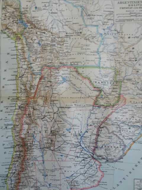 Argentina Chile Bolivia Paraguay Uruguay South America 1892 Meyer map
