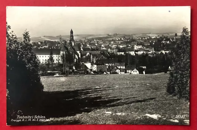 Foto AK TREBNITZ in Schlesien um 1935 Panorama Stadtansicht mit Kirche   ( 97874