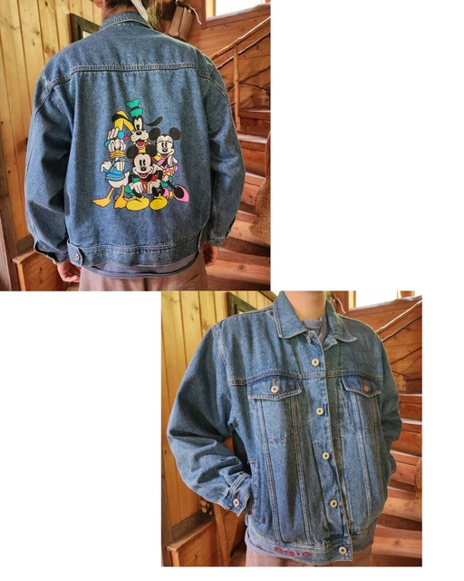 VTG 90s Walt Disney Mickey Mouse & Co Denim Trucker Jean Jacket Unisex Adult L