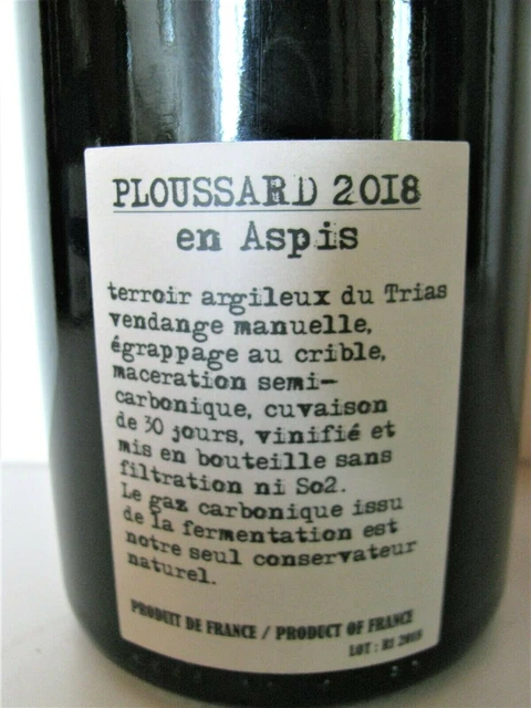 Jura Arbois Pupillin Ploussard 2018 Bruyère- Houillon 3