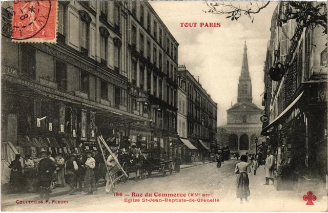 CPA TOUT PARIS 15e Rue du Commerce Eglise St-Jean-Baptise de Grenelle (1270604)