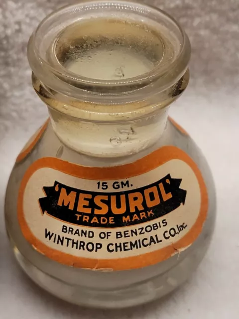Round Mesurol Brand Of Benzobis Winthrop Chemical Co Original Label Apothecary