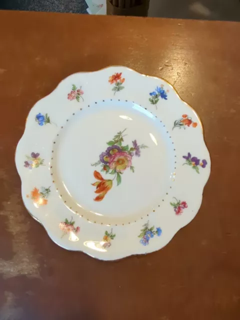 Superb Antique German 19thc Porcelain Hand Painted Flowers Cabinet Plate