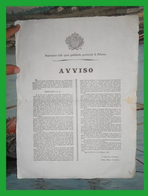 Regno delle Due Sicilie, MANIFESTO PER I DANNEGGIAMENTI ALLE STRADE E PONTI 1850 Regno delle Due Sicilie, MANIFESTO PER I DANNEGGIAMENTI ALLE STRADE E PONTI 1850