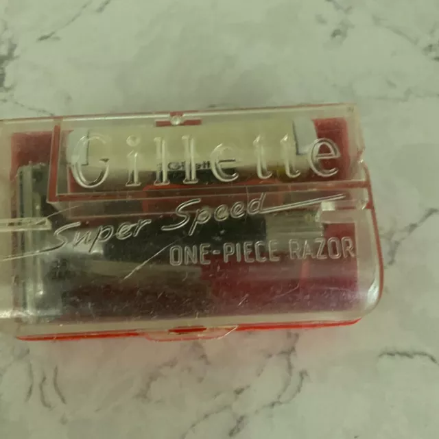 Vintage Gillette Super Speed One-Piece Handle Flare Tip Safety Razor with Blades