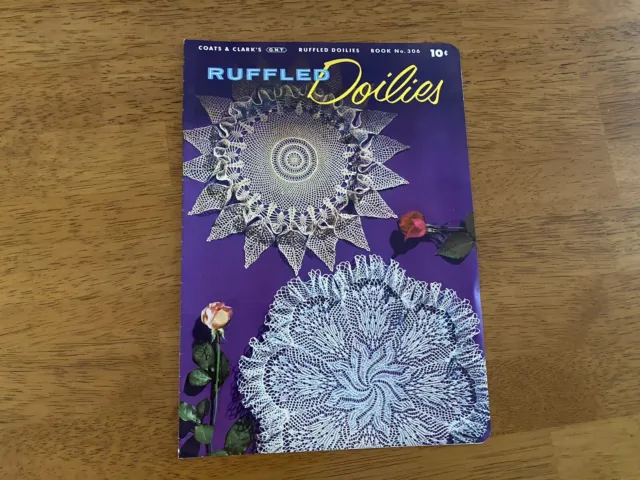 Vintage 1950s Ruffled Lace Doilies Crochet Pattern Book 1954