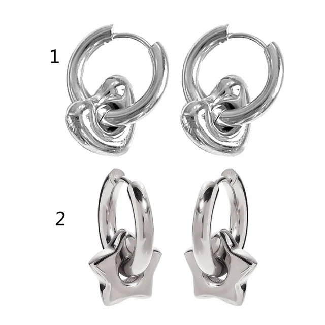 Detachable Star Heart Pendant Earring Hip Hop Small Hoop Earring Fashion Jewelry