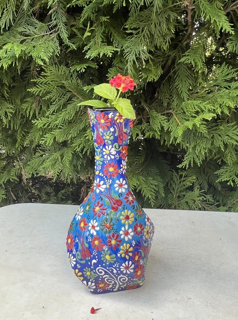 9” Hand Painted Turkısh Ceramic Flower Table Vase
