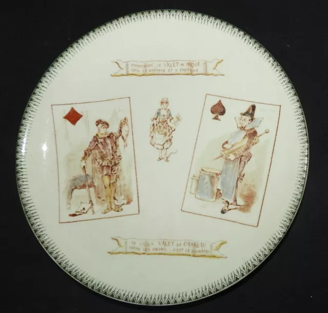 Assiette XIXè CHOISY LE ROI Cartes à jouer (Valets de Pique et de Carreau) -P