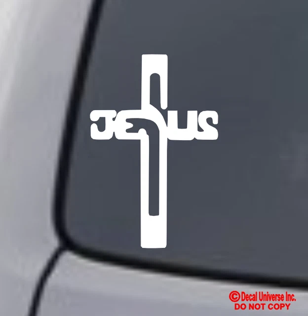 JESUS CROSS VINYL Decal Sticker Car Window Wall Bumper God Religious