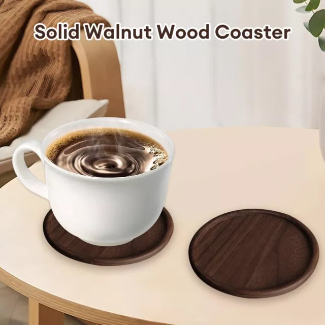 Round Walnut Wooden Coasters Placemats Heat Resistant Drink Mat Table Coffee Mug