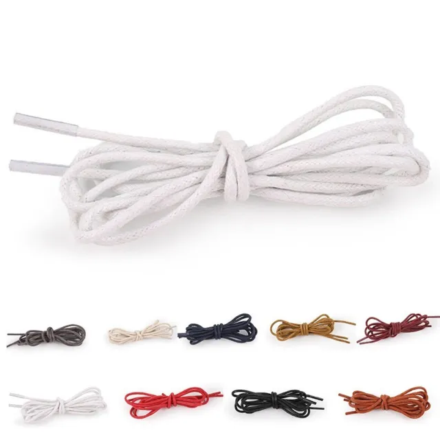 Round Waxed Shoelaces Solid Color Boot Laces Sport Shoe Strings Multiple Sizes
