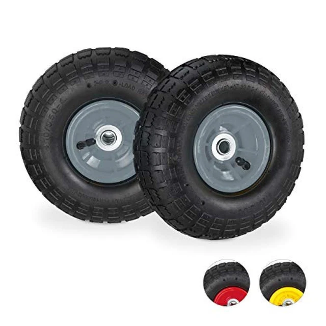 Relaxdays carrellino 2X Ruote per Carrello 4.1/3.5-4, Gomme di Scorta Carriola,