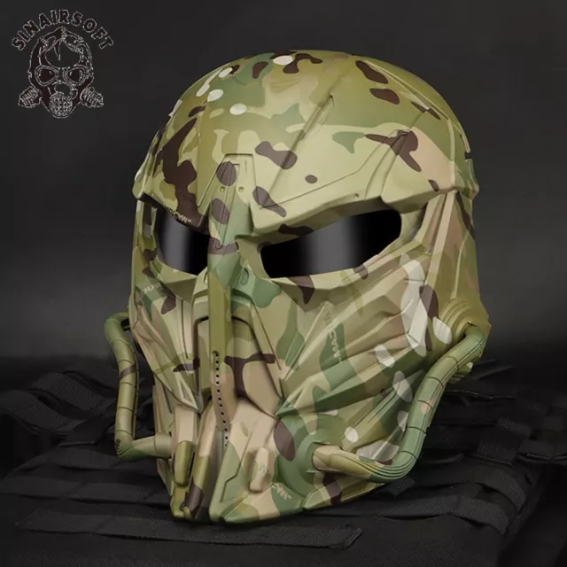 Tactical Full Face Mask w/ Goggles Airsoft Protective Cosplay Hunting Halloween