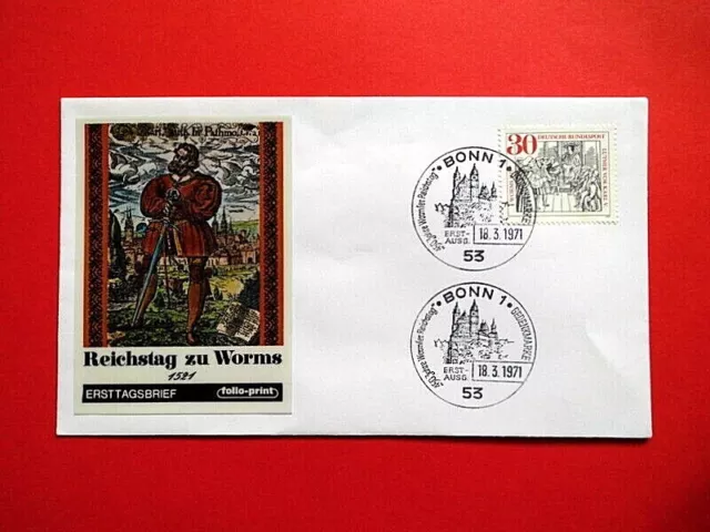 Brief Ersttagsbrief Ganzsache BRD 1971 Wormser Reichstag Mi. Nr. 669 FDC Stempel