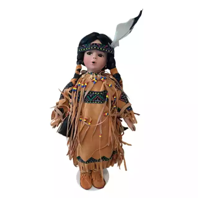 Vintage Cindy Shafer Native American Indian Porcelain Doll with Papoose Baby