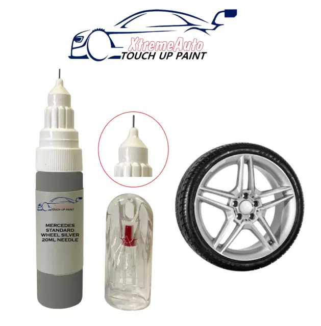 For Mercedes Standard Silver Alloy Wheel Touch Up Pen Repair Paint Brush Curbing