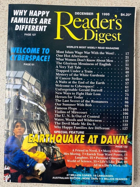 Reader's Digest Vintage Magazine December 1995 - Family History Food Health News