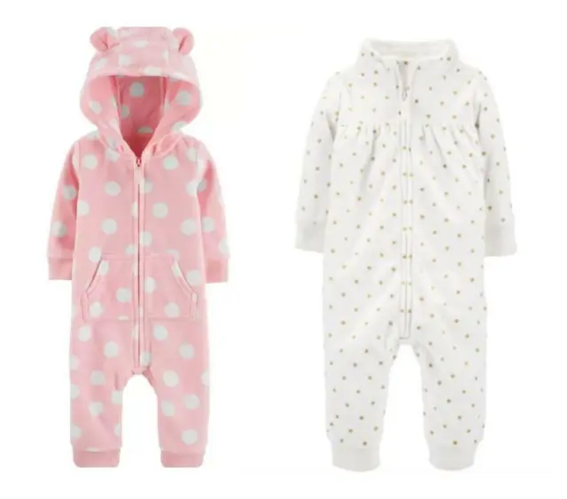 Carter's Baby Girl Polka Dot Jumpsuits Set of 2 (Pink & Ivory) TINI {&}