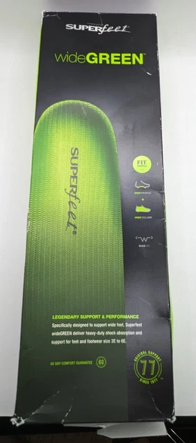 NUEVAS plantillas verdes Superfeet talla E ancho para hombre 9.5-11/mujer 10.5-12