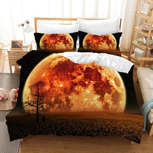 Housse De Couette Imprimée 3D Sweet Home - Oranges Et Perles - Set Complet Avec Taies