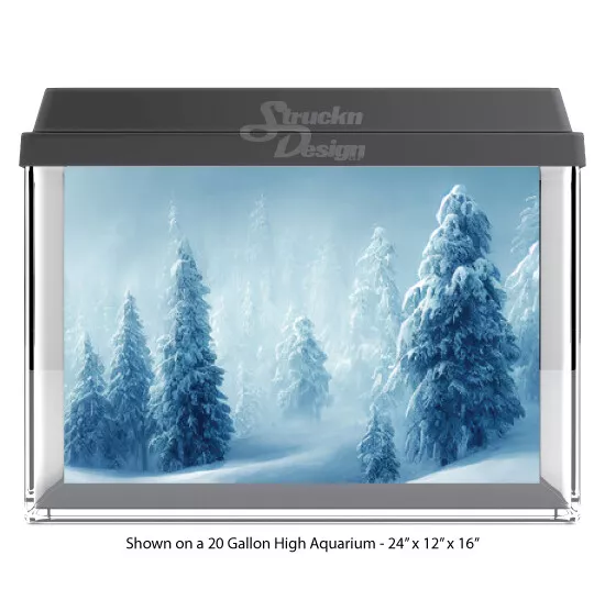 Winter Forest Snowy Pine Polyester Fish Tank Glass Backdrop Aquarium Background
