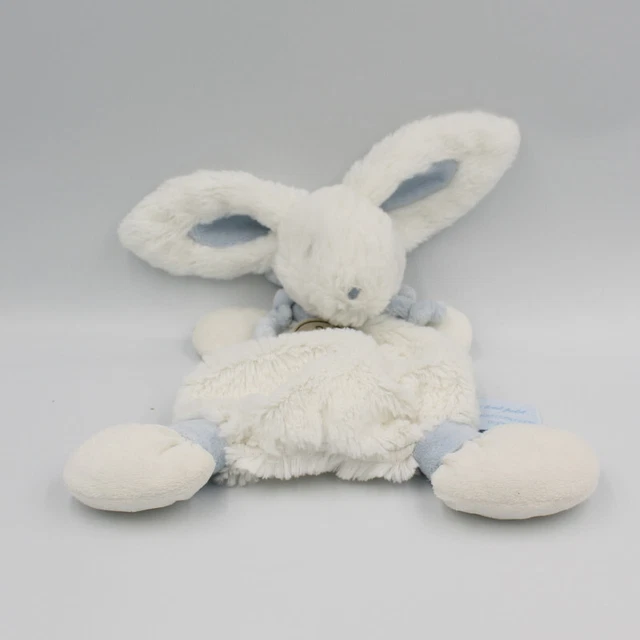 Doudou plat lapin blanc bleu bonbon DOUDOU ET COMPAGNIE - 26614