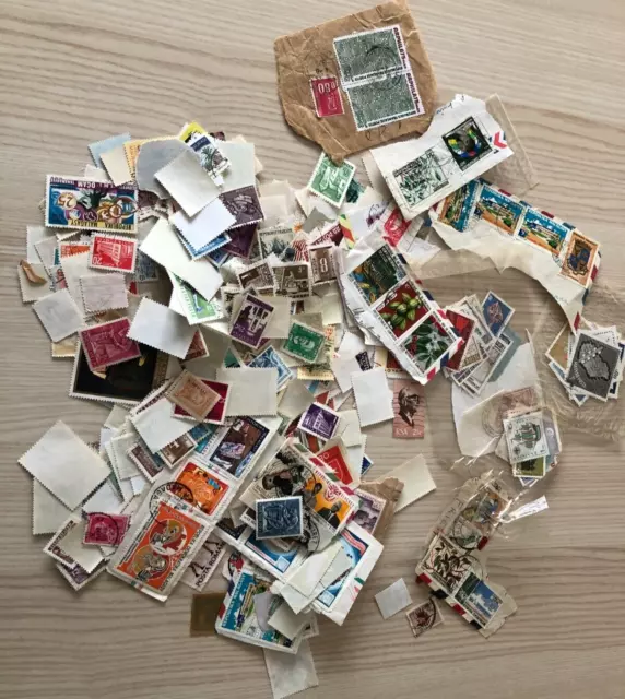 Vintage Ancien Occasion Lot de Timbres oblitérés en vrac Monde France Vatican