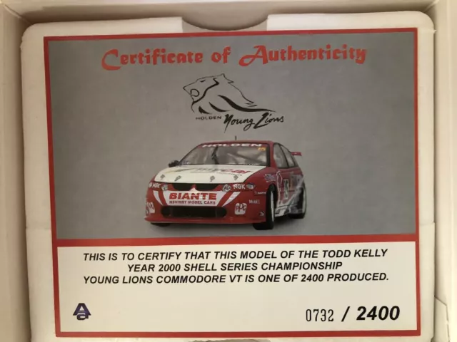 1:18 Holden VT Commodore Todd Kelly Young Lions 2000 "My Car" 