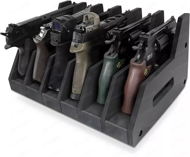 Gun Rack for 6 Handguns, Pistol Holder Organizer Accessories Gun Safe Organizer