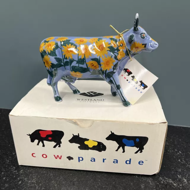 Cow Parade 2001 Ceramic Moo-Nay's Garden Sunflower Design Cow Figurines Retired