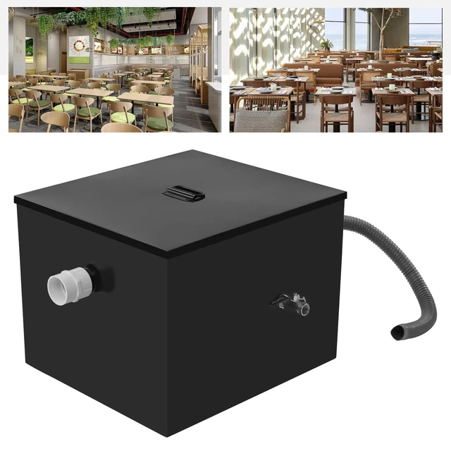 Black Commercial Grease Interceptor Grease Trap 14 LBS 2.2GPM Stainless Steel