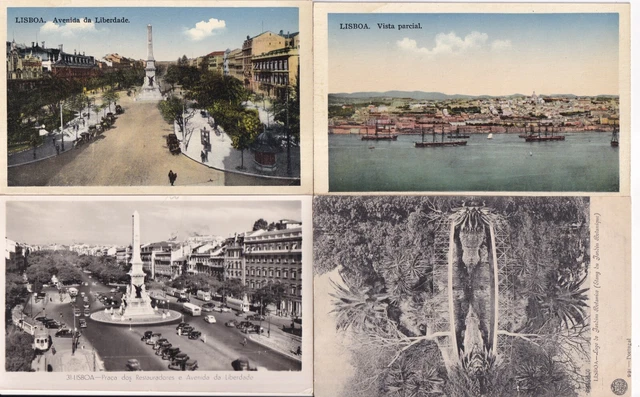 Lisbonne - Carte postale ancienne et vue d'Hier et Aujourd'hui