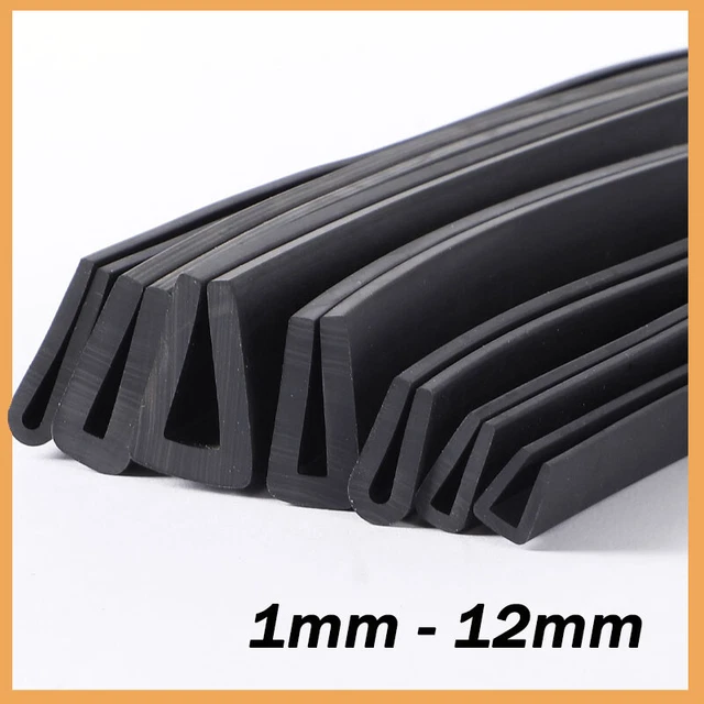 Edging Protection Frame Profile Rubber Trim Seal Flat Round U Shaped Slot 1-12mm
