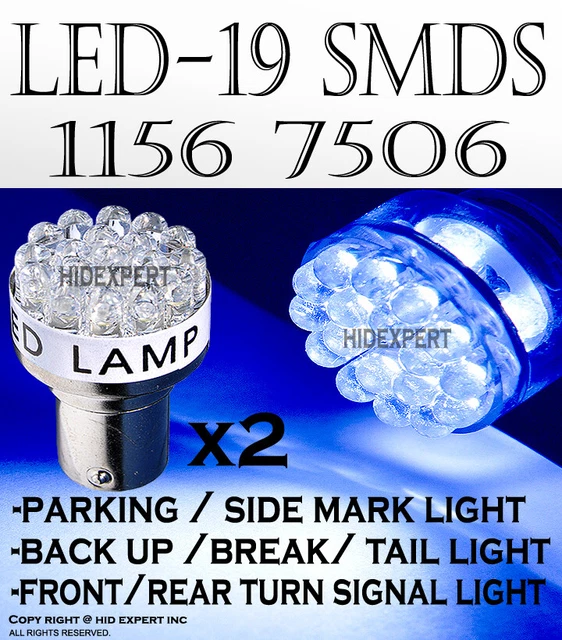 x4 1156 7506 1459 LED 19 SMDs Blue Rear Turn Signal Replace Light Bulbs J133