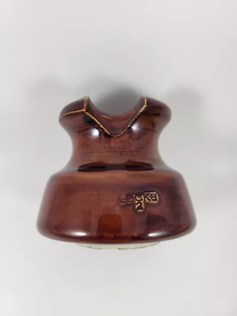 Vintage LOCKE Medium Brown Ceramic Porcelain Insulator