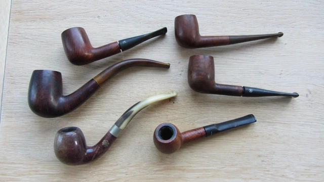 Pipe Collection Lot LOT DE 6 pipes de collection anciennes en bruyère / corne .... Fumées ...