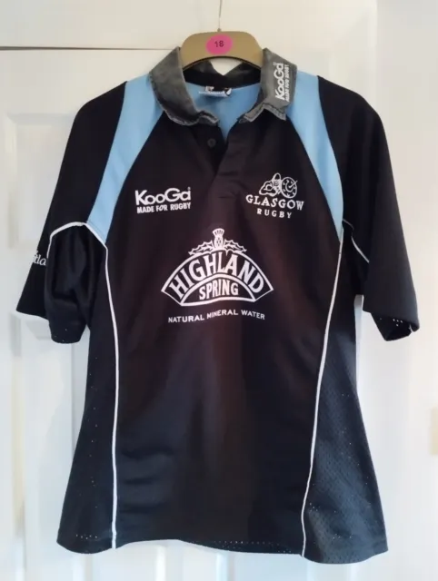 Glasgow Warriors Rugby Union Shirt Kooga Size XL Black Home Kit