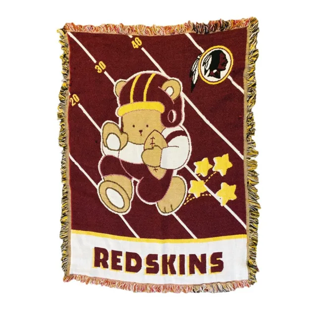 Vintage The Northwest Company Washington Redskins Teddy Bear Throw Blanket 29x42