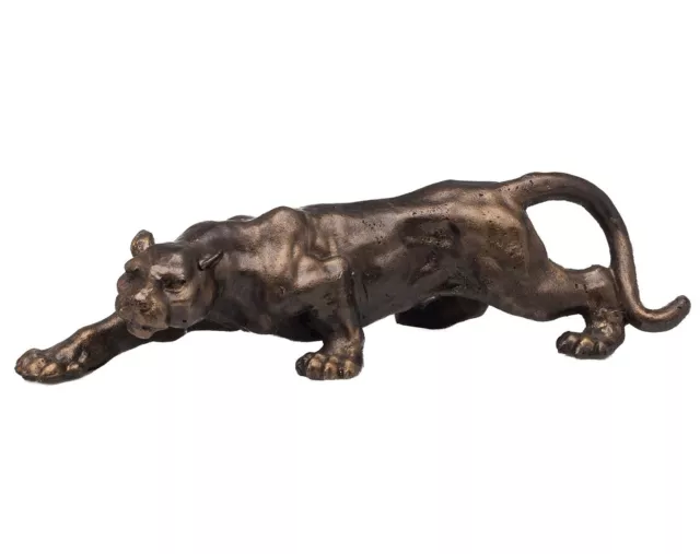 Animal sculpture - big cat statue - leopard lion jaguar - bronze look iron