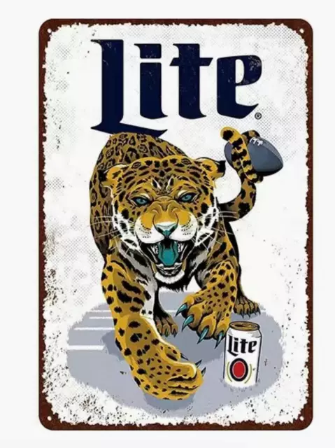 Miller Lite Beer Metal Tin Sign Jacksonville Jaguars  Football Man Cave Barn Art