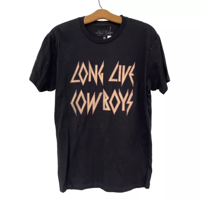 Lotus Fashion Long Live Cowboys Rocker Graphic Tee Womens M Black Cotton NEW