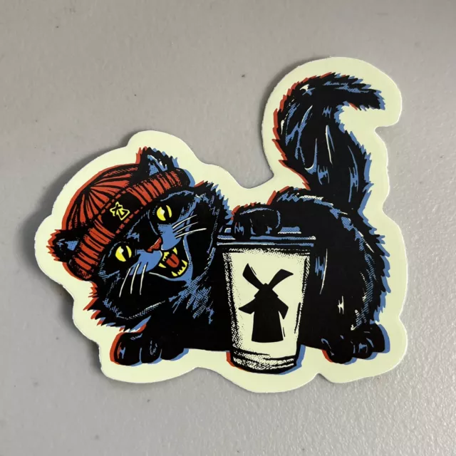 DUTCH BROS COFFEE Sticker October 2023 Black Cat Beanie Cup Halloween