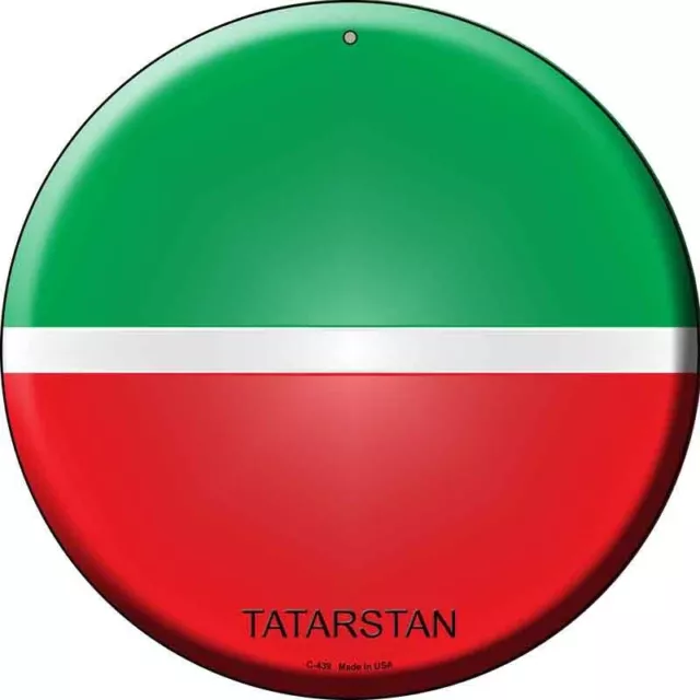 Tatarstan Flag Round Circular Novelty Metal Sign 12" Home Garage Wall Decor