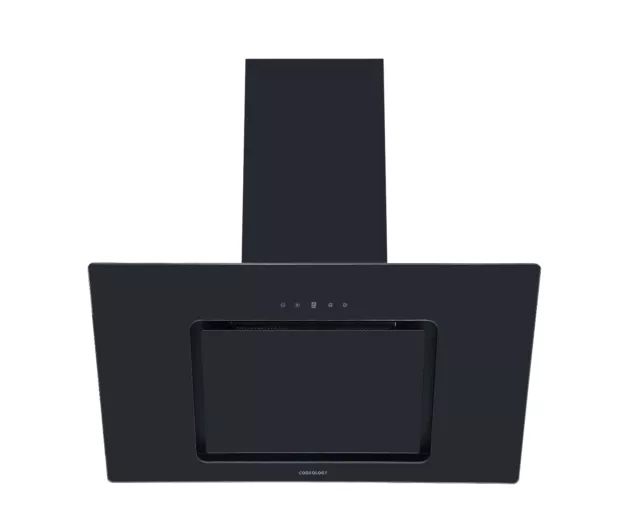 80cm Black Angled Glass A++ Chimney Cooker Hood Cookology VER805BK Touch Control