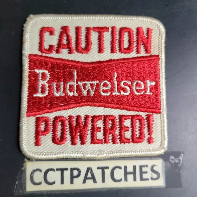 Vintage Budweiser Caution Powered Beer Patch