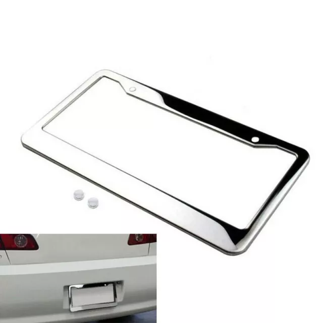 1PCS Chrome Stainless Steel Metal License Plate Frame Tag Cover With Screw C*tz 2