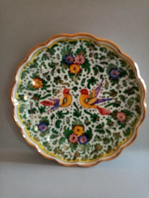 Assiette creuse décorative festonnée en  faience italienne Augusta